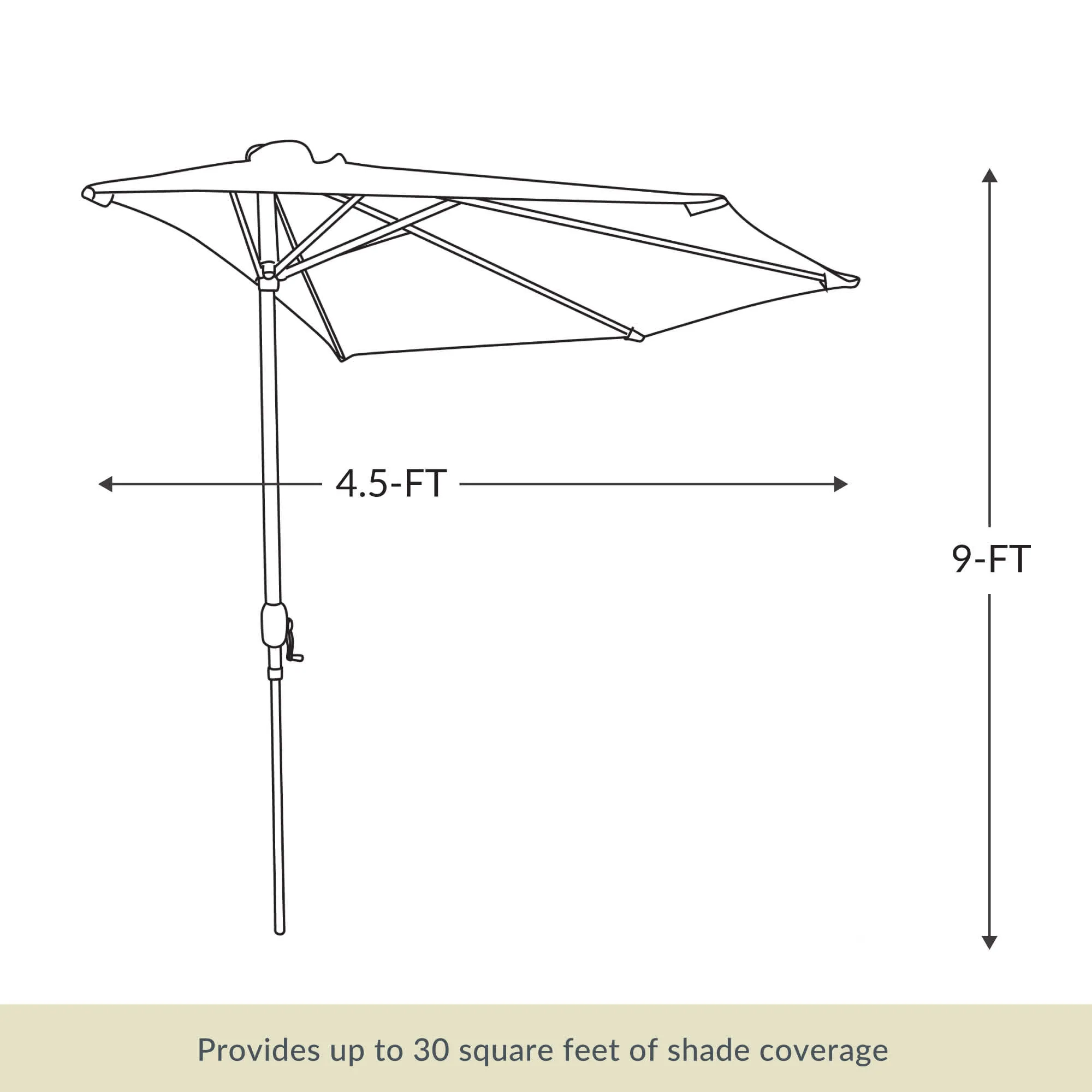 Lanai 9-ft Half Umbrella in Polyester