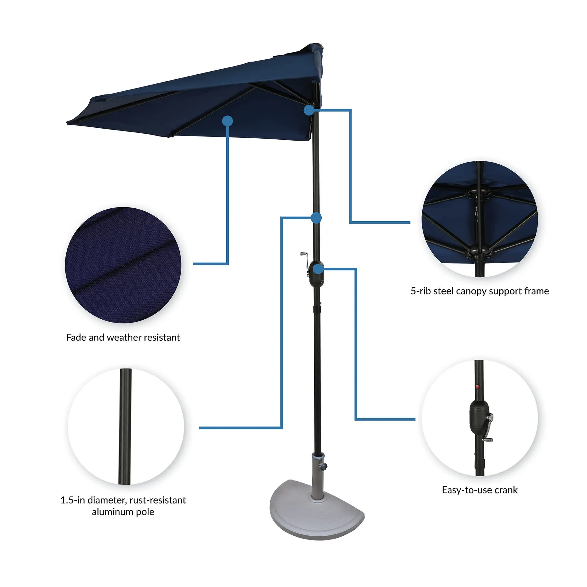 Lanai 9-ft Half Umbrella in Polyester