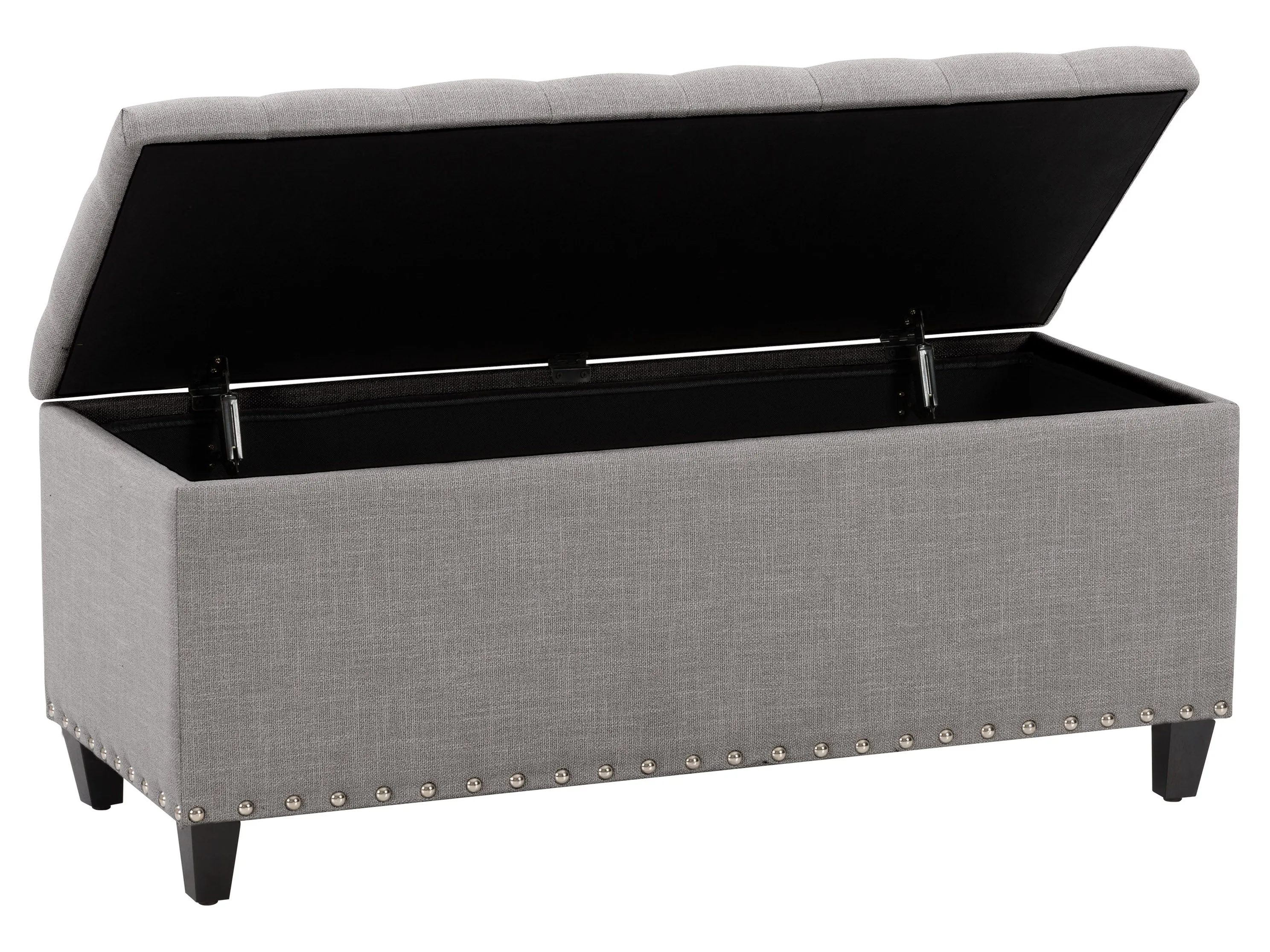 Light Grey Tufted Storage Ottoman