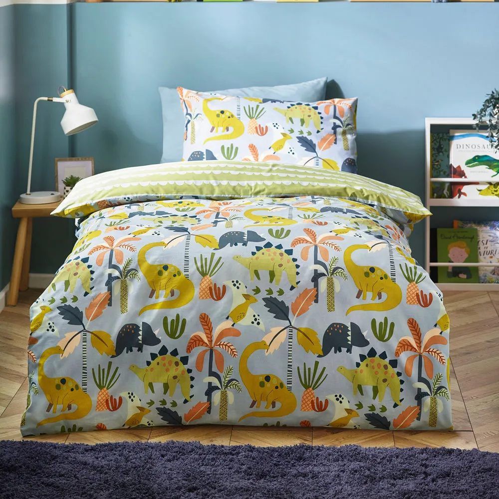 Little Dinos Scandi Duvet Cover Set Blue/Green