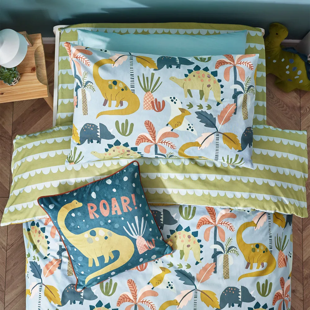 Little Dinos Scandi Duvet Cover Set Blue/Green