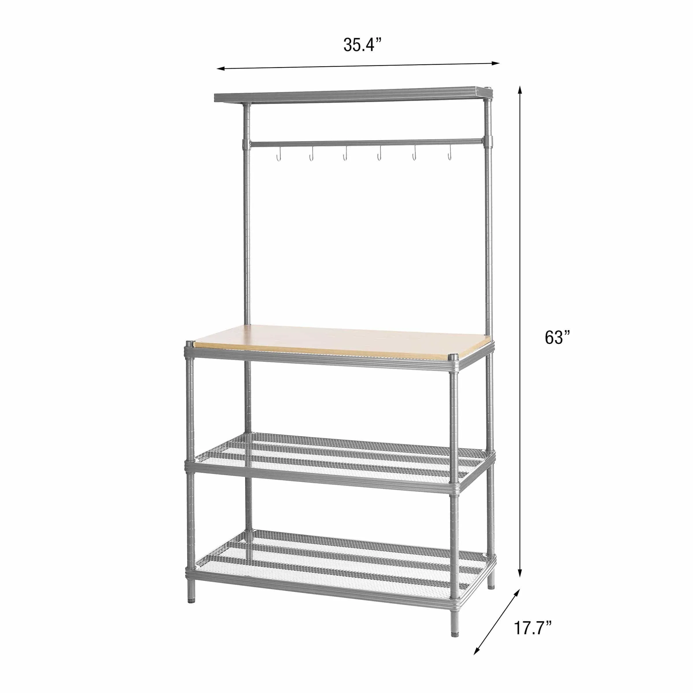 MeshWorks Utility Unit with Wood Top Silver