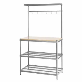 MeshWorks Utility Unit with Wood Top Silver