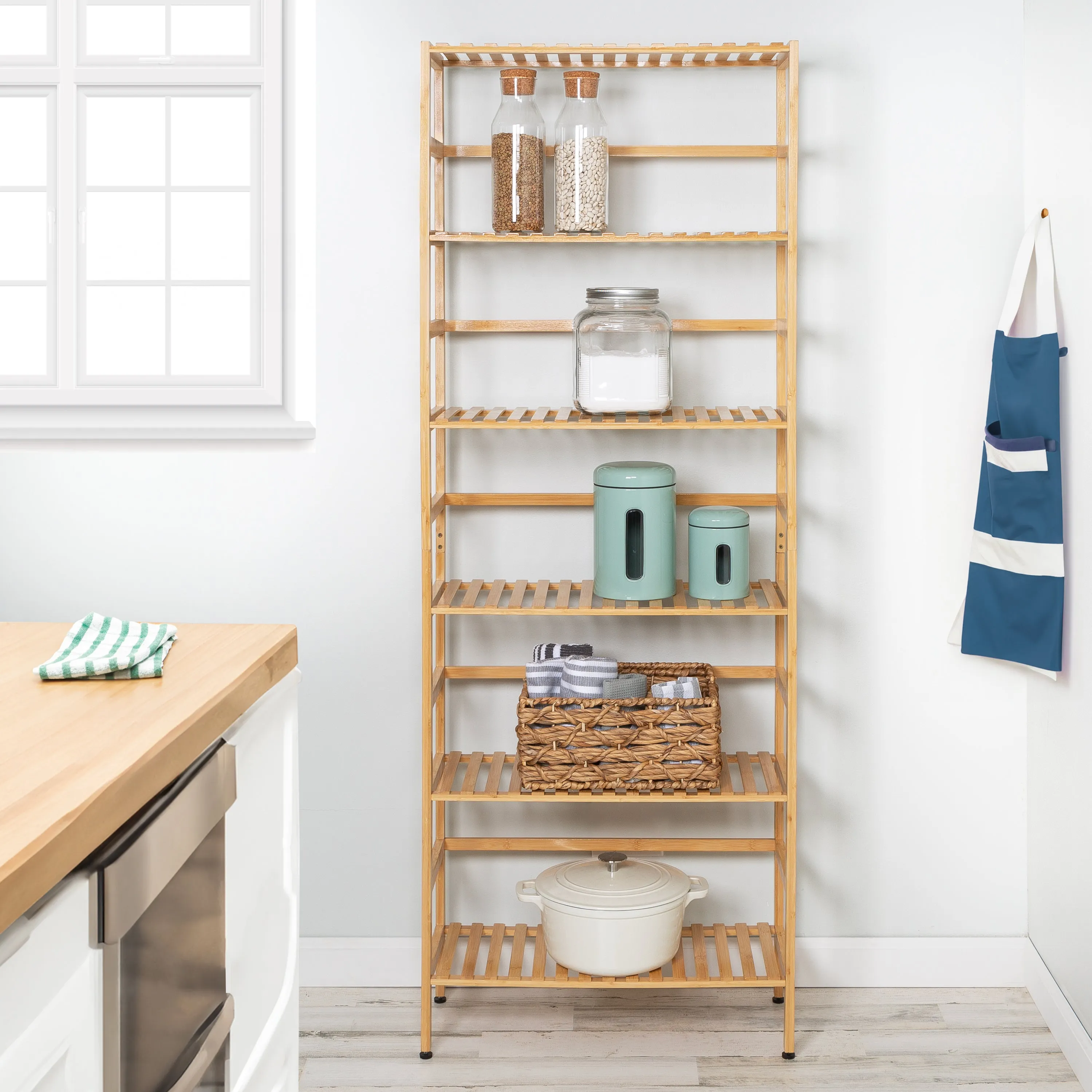 Natural 6-Tier Bamboo Bookshelf