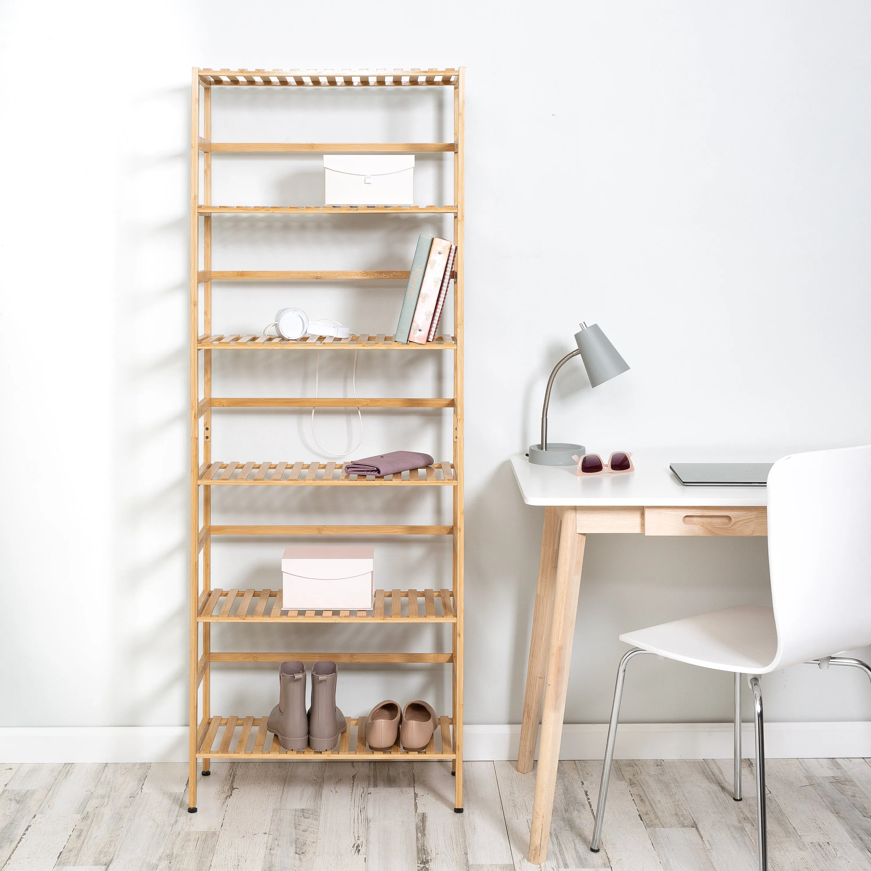 Natural 6-Tier Bamboo Bookshelf