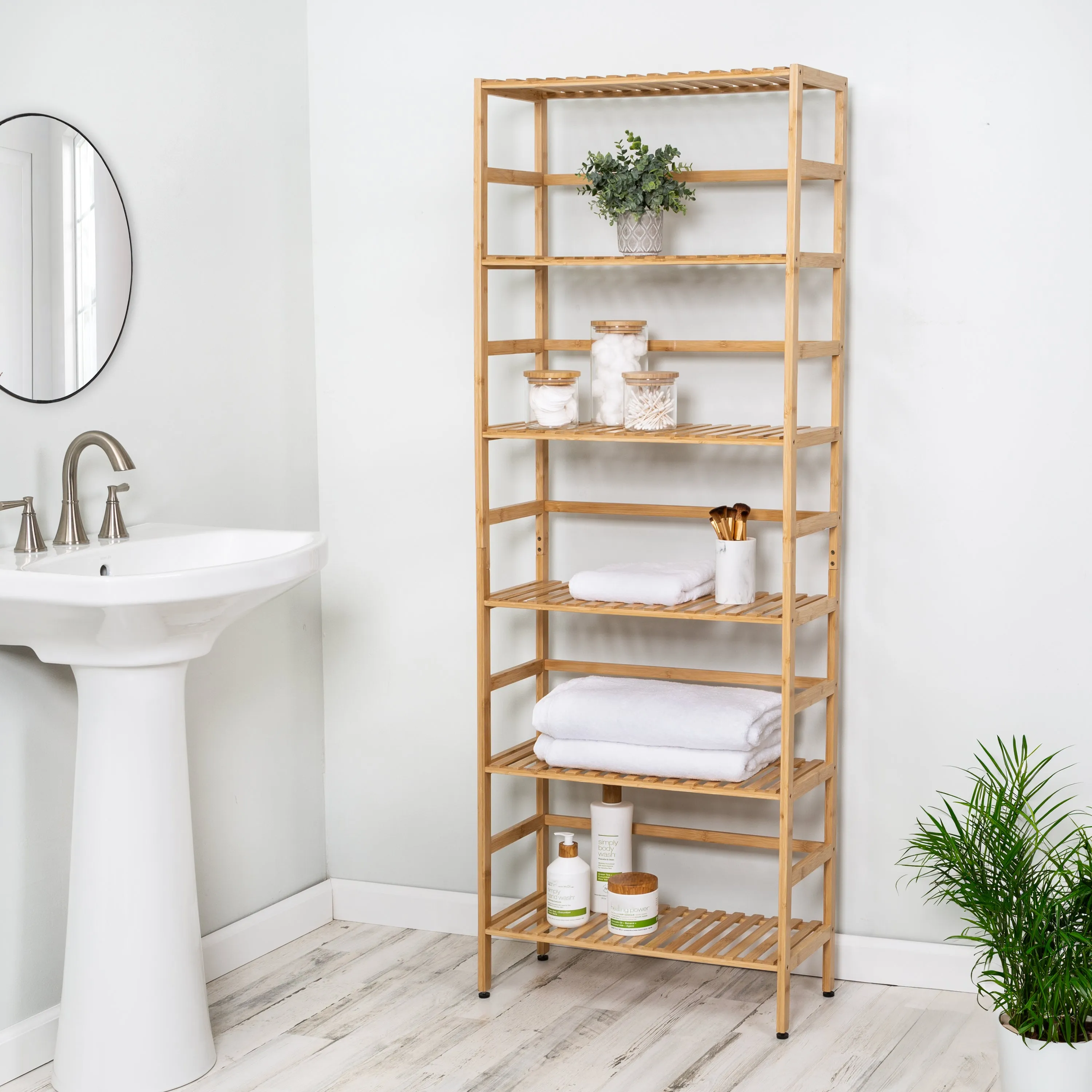 Natural 6-Tier Bamboo Bookshelf