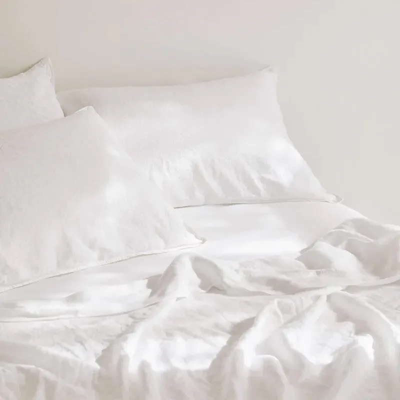 Organic Linen Sheet Set White