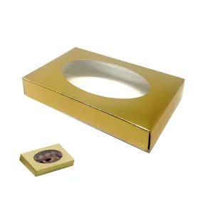 Oval Clear Lid Medium Single Layer Gold Box  for 12 Candies