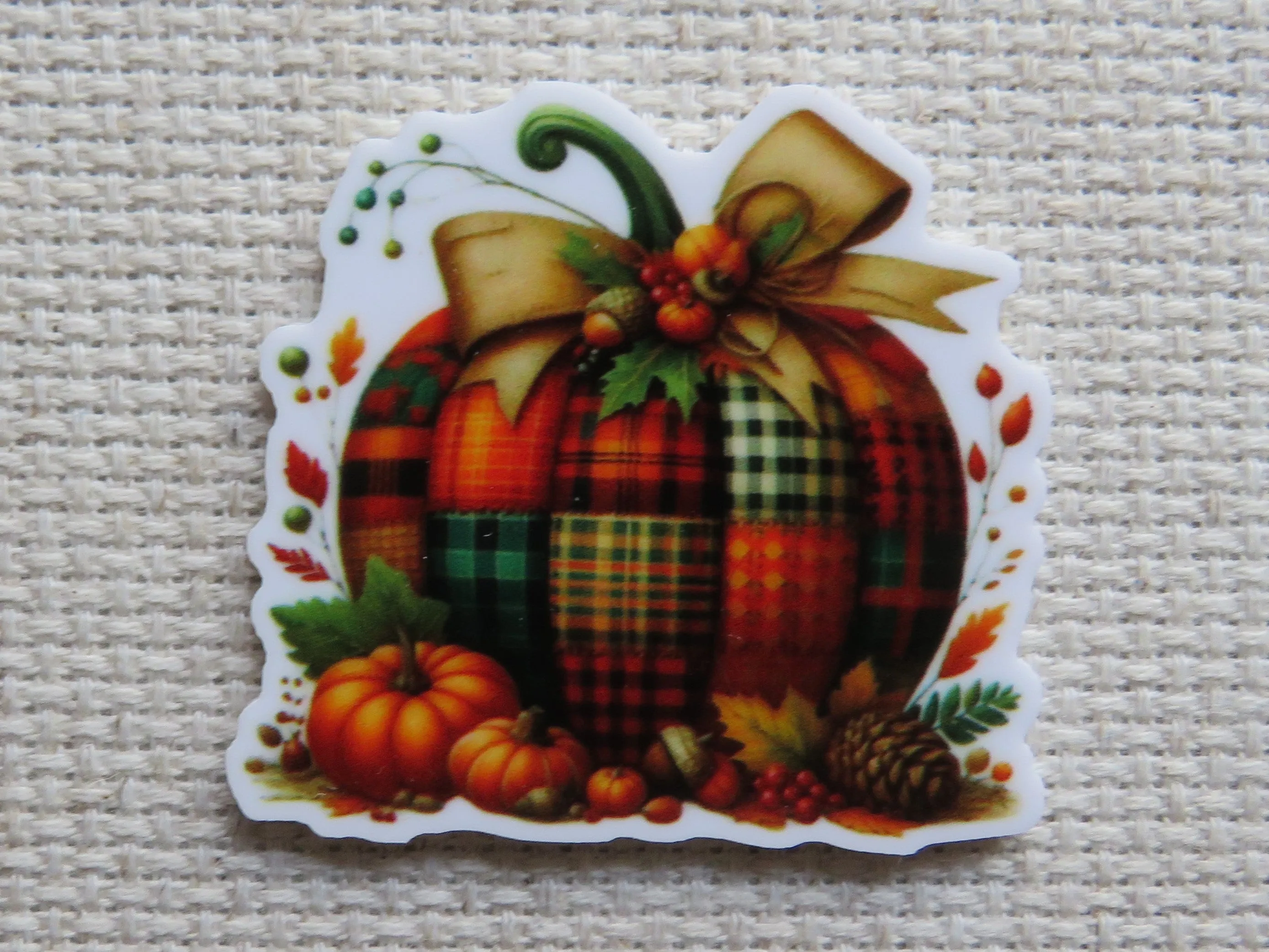 Patchwork Pumpkin Needle Minder, Cover Minder, Magnet