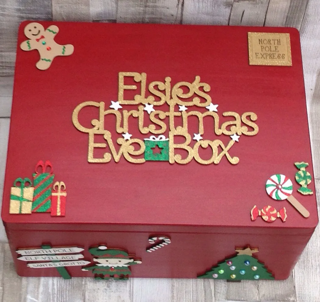 Personalised Red Elf Christmas Eve Box