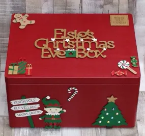 Personalised Red Elf Christmas Eve Box