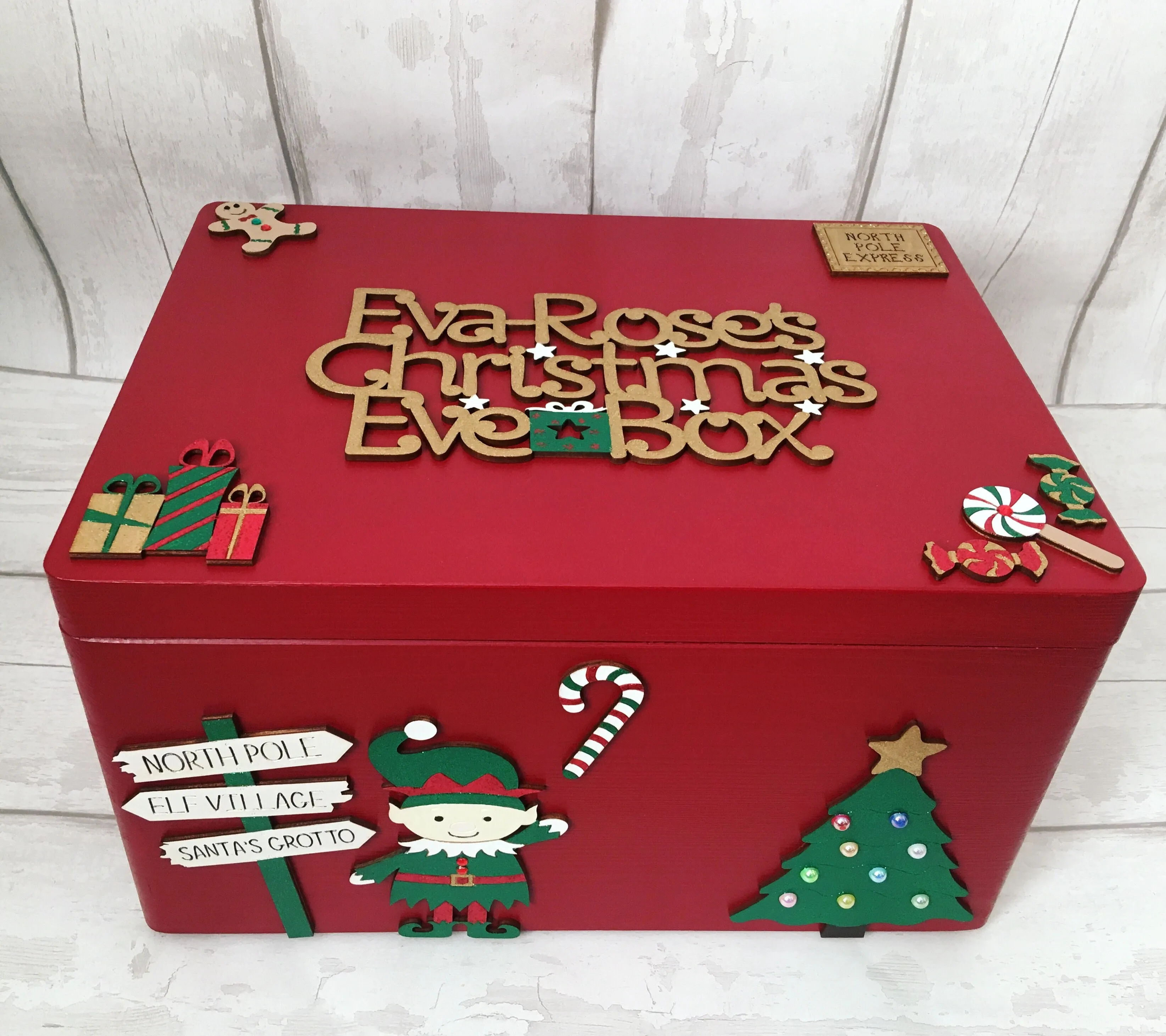 Personalised Red Elf Christmas Eve Box