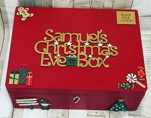 Personalised Red Elf Christmas Eve Box