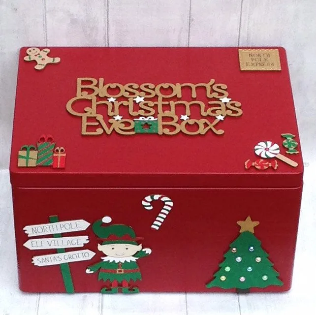 Personalised Red Elf Christmas Eve Box