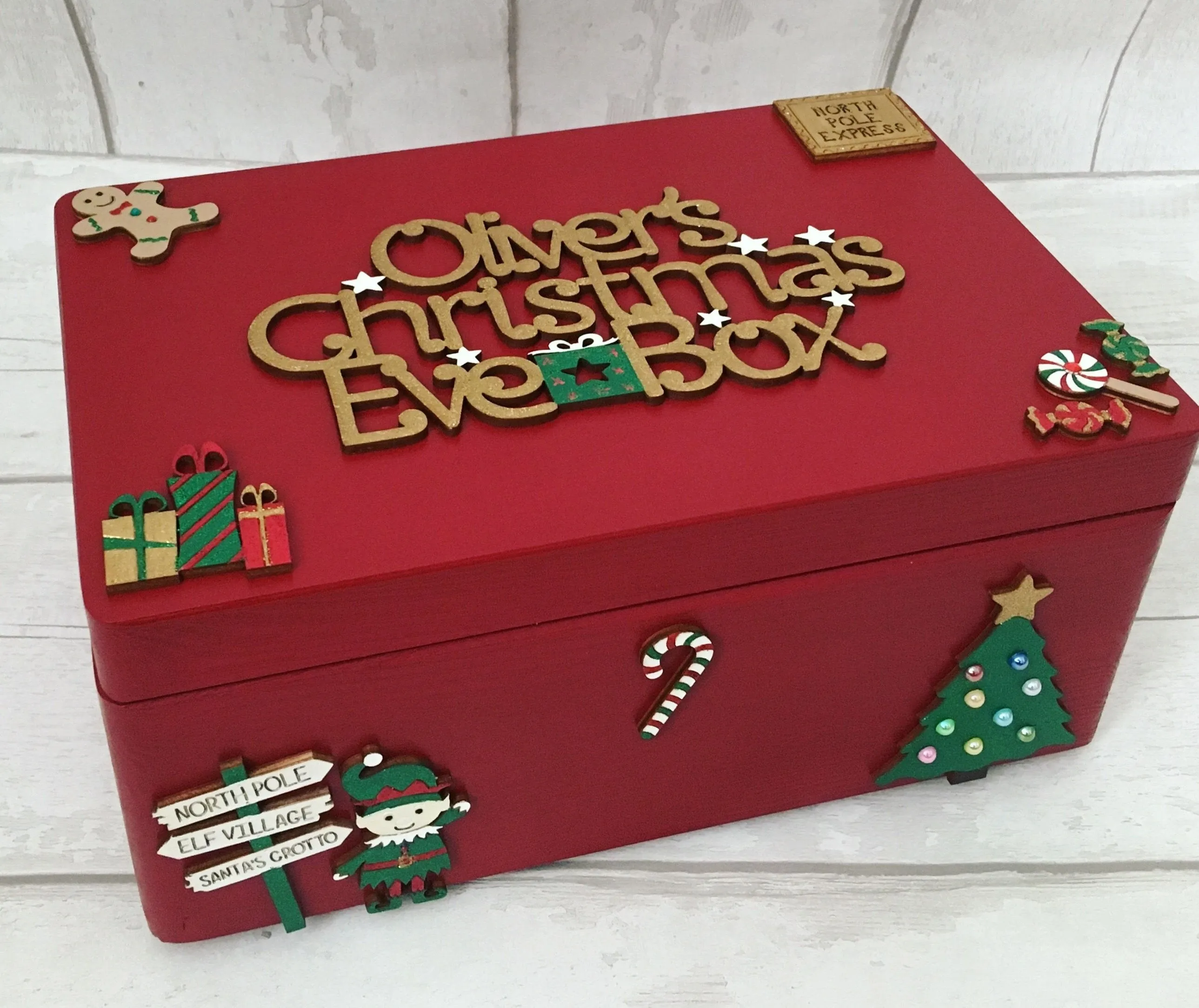 Personalised Red Elf Christmas Eve Box