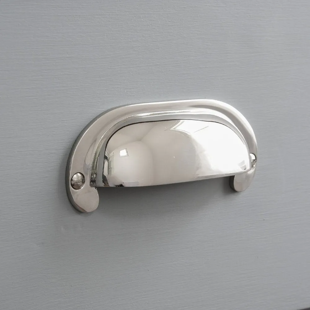 Polished Nickel Large Curved Hooded Drawer Handle