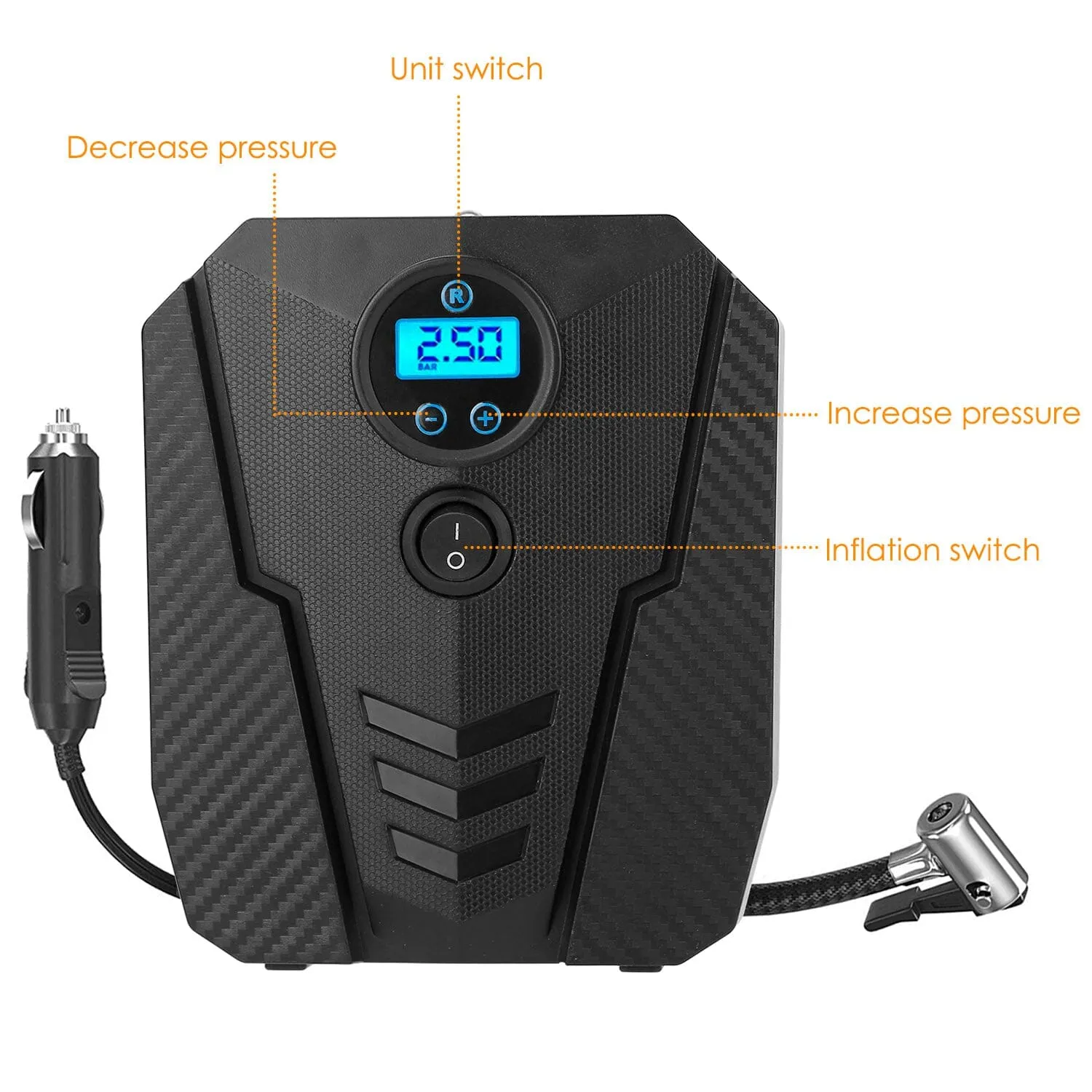 Portable Car Tire Inflator DC 12V Digital Car Air Pump Compressor