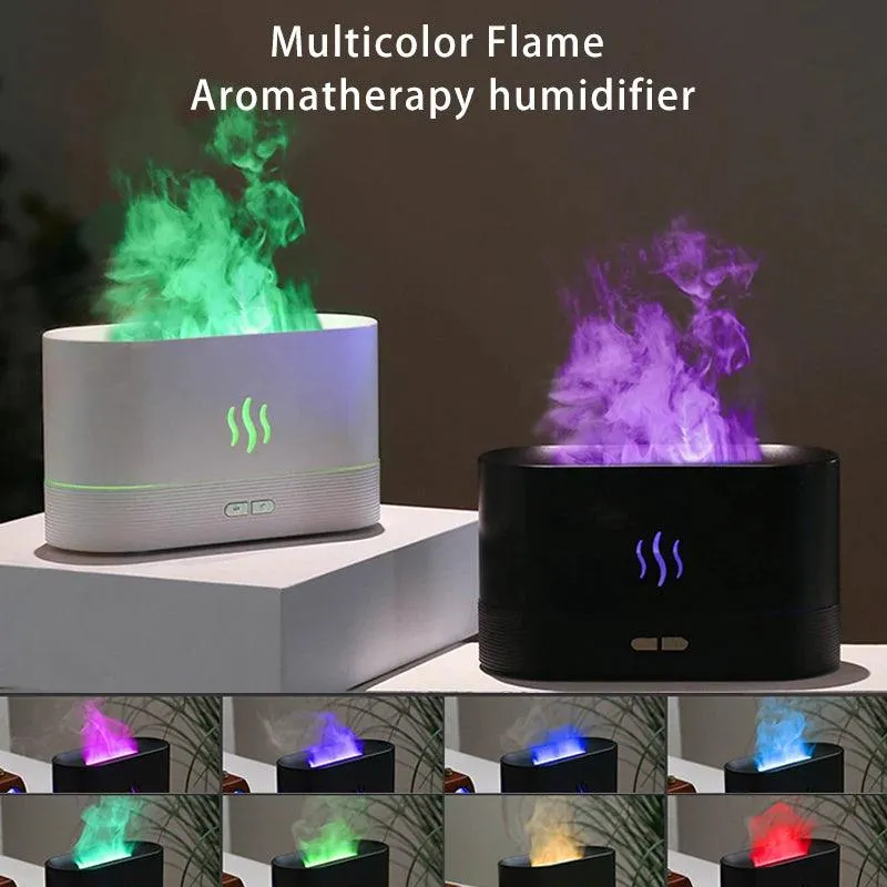 Portable Ultrasonic Cool Mist USB LED 8 Colors Flame Diffuser