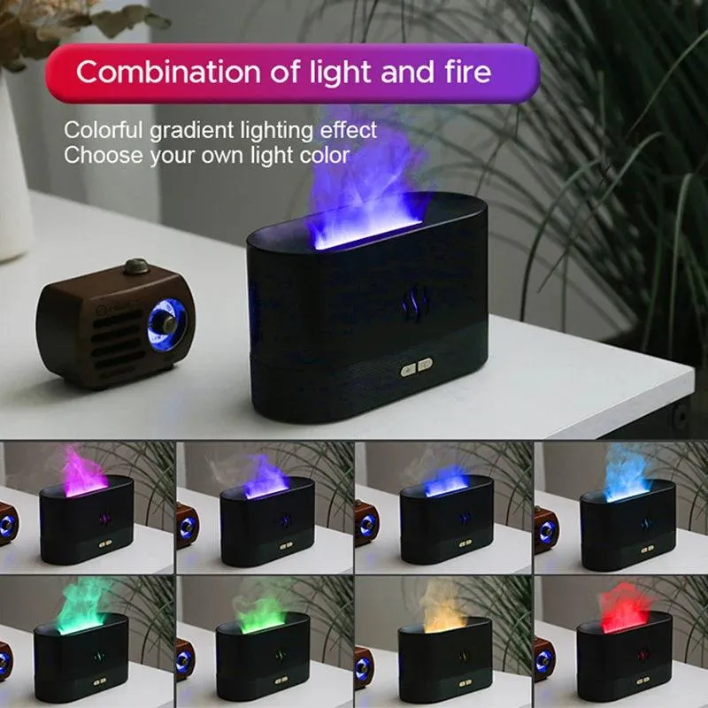 Portable Ultrasonic Cool Mist USB LED 8 Colors Flame Diffuser