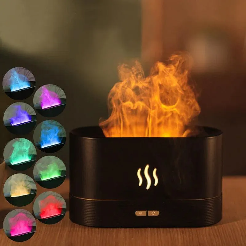 Portable Ultrasonic Cool Mist USB LED 8 Colors Flame Diffuser