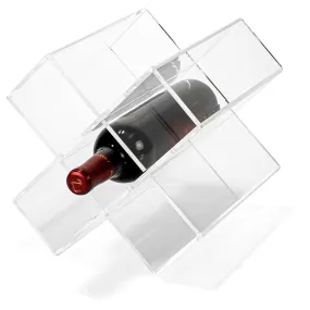 Red Co. Decorative Clear Acrylic Tabletop Criss Cross 6 Bottle Display & Storage Wine Rack Stand for Home Kitchen Bar