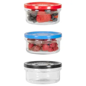 Red Co. Set of 3 Clear Glass 14 Fl Oz Food Storage Overnight Oats Containers with Lids, Assorted Colors