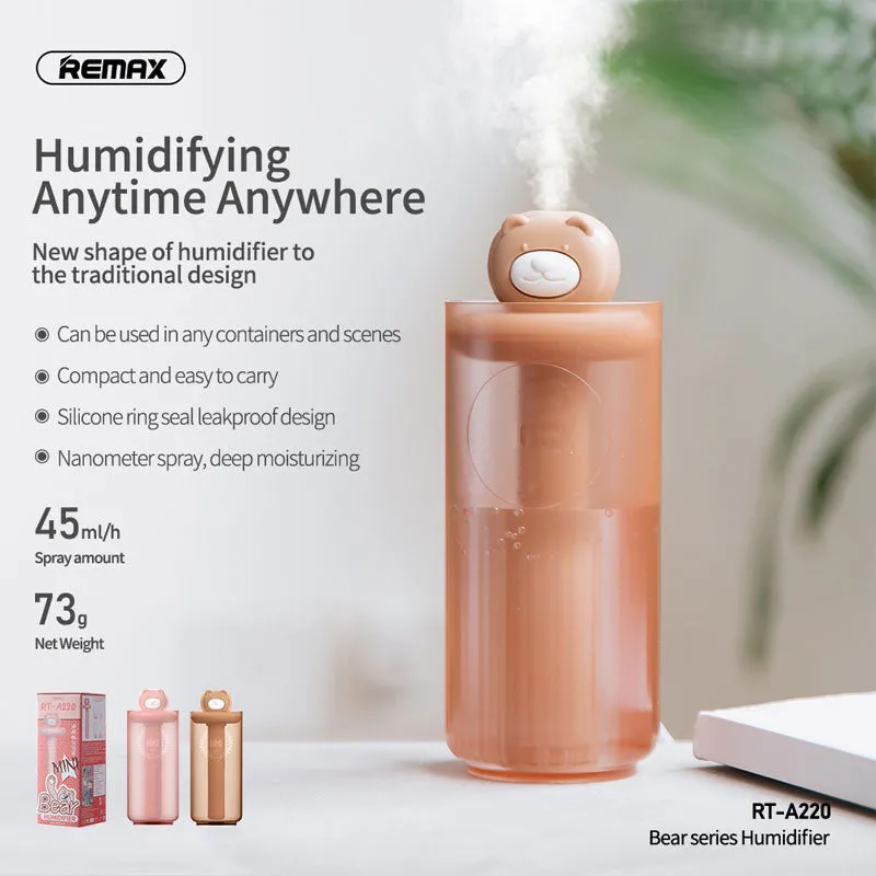 REMAX MINI BEAR SERIES HUMIDIFIER  RT-A220,Humidifier,Humidifier For Room,Air,Travel,Office,Battery,Desktop Humidifier,Mini Humidifier,Mini USB Humidifier,Air Humidifier Purifier,Cute Mini Humidifier,portable usb humidifier,Small Personal Humidifier