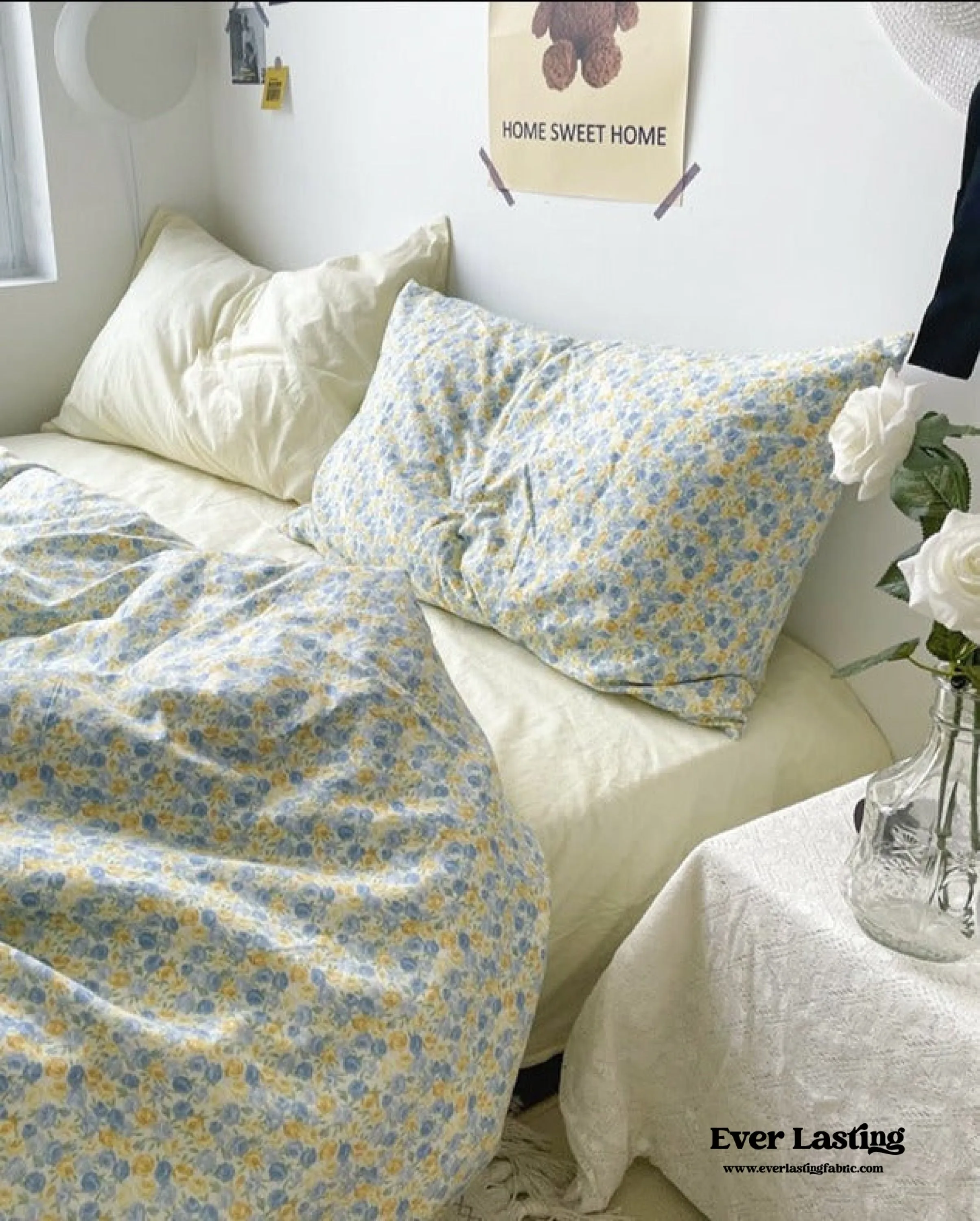 Vintage Inspired Floral Duvet Cover / Brown   Beige