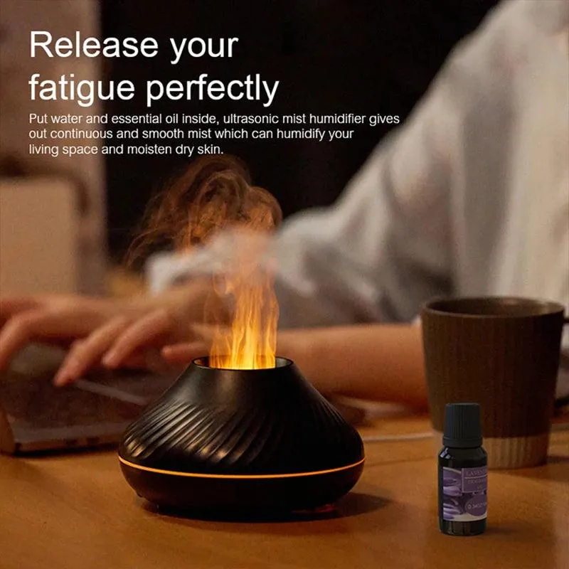 Volcanic Aroma Diffuser Essential Oil Lamp Portable with Color Flame