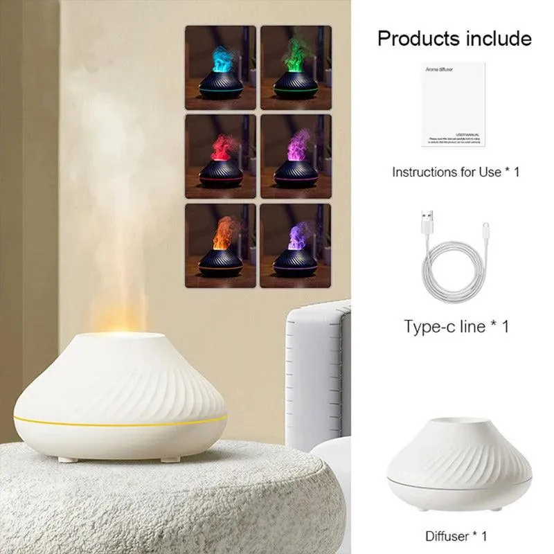 Volcanic Aroma Diffuser Essential Oil Lamp Portable with Color Flame