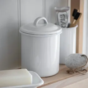 White Enamel Storage Jar