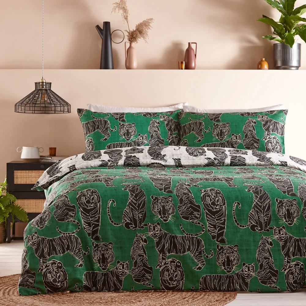 Wildcat Duvet Cover Set Jungle Green