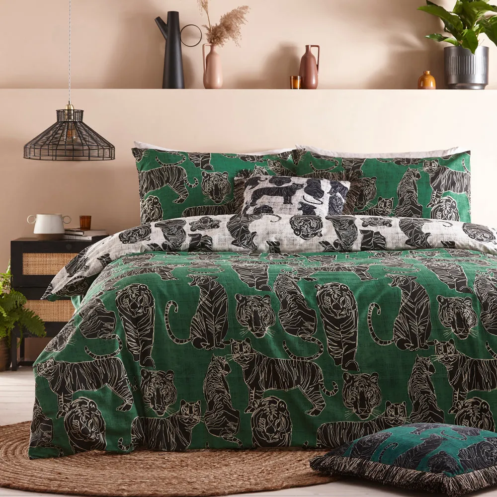 Wildcat Duvet Cover Set Jungle Green